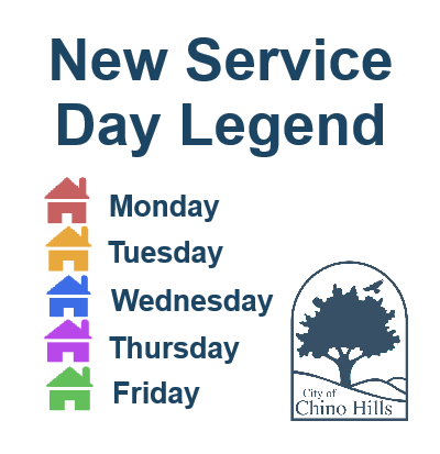 Map Legend showing new service day colors